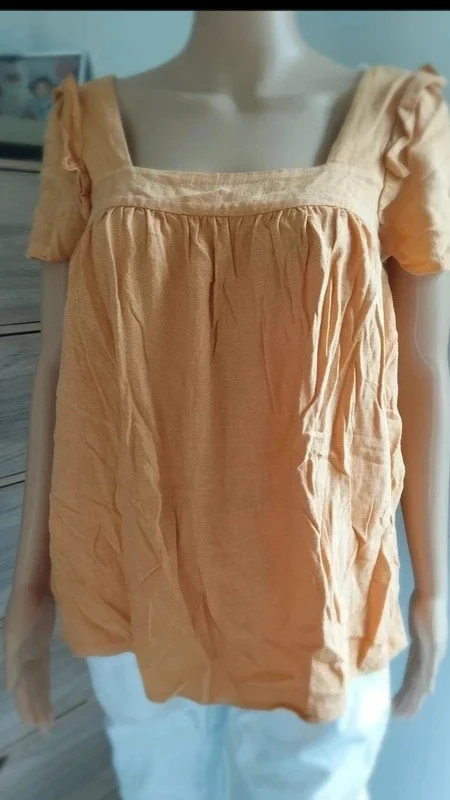 Blusa Nutmeg de lino y viscosa color pesca con mangas abullonadas T. 36 (UK 8) – photo 11
